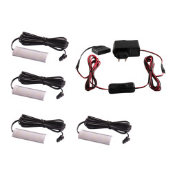 Set of LED lamps with manual switch for lighting furniture shelves 4pcs 220V blue light black wire LEDUA