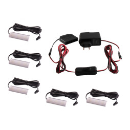 Set of LED lamps with manual switch for lighting furniture shelves 5pcs 220V blue light white wire LEDUA