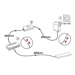 Set of LED lamps with manual switch for lighting furniture shelves 5pcs 220V white light black wire LEDUA