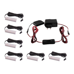 Set of LED lamps with manual switch for lighting furniture shelves 5pcs 220V white light white wire LEDUA