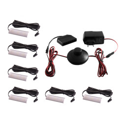 Set of LED lamps with foot switch for lighting furniture shelves 6pcs 220V white light white wire LEDUA