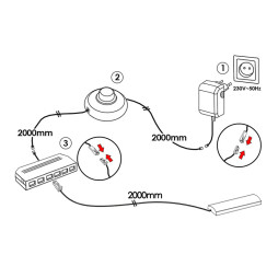 Set of LED lamps with foot switch for lighting furniture shelves 6pcs 220V blue light black wire LEDUA