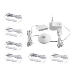 Set of LED lamps with foot switch for lighting furniture shelves 6pcs 220V blue light black wire LEDUA