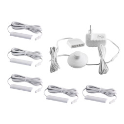 Set of LED lamps with foot switch for lighting furniture shelves 6pcs 220V white light white wire LEDUA