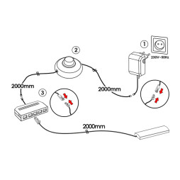 Set of LED lamps with foot switch for lighting furniture shelves 5pcs 220V white light black wire LEDUA