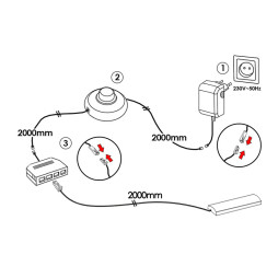 Set of LED lamps with foot switch for lighting furniture shelves 5pcs 220V blue light black wire LEDUA