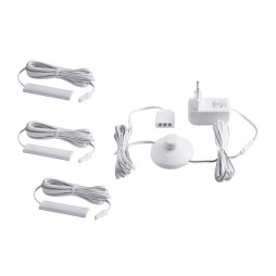 Set of LED lamps with foot switch for lighting furniture shelves 3pcs 220V blue light white wire LEDUA