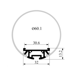 Aluminum profile for LED strip AL-98 3 meters anodized suspended round LEDUA