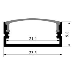 Aluminum profile for LED strip AL-55 2 meters anodized overhead LEDUA