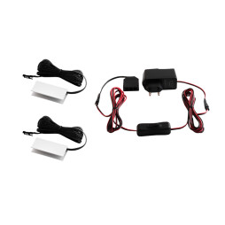 Set of aluminum LED clips for lighting glass shelves with manual switch 2pcs 220V blue light, black wire LEDUA