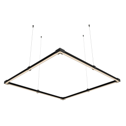 LED pendant lamp, ceiling "Quadra 2 mini" square 110-240V 64W 3500k 2000*2000 black housing LEDUA