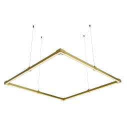 LED pendant lamp, ceiling "Quadra 2 mini" square 110-240V 64W 4500k 2000*2000 gold housing LEDUA