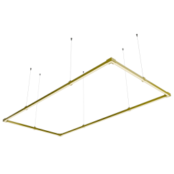 LED pendant lamp, ceiling "Tetragon mini" rectangle 110-240V 48W 4500k 1000*2000 gold housing LEDUA