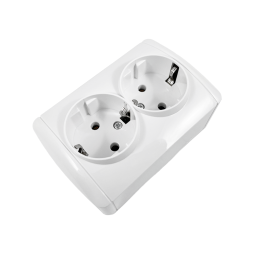 Surface socket 2-a with grounding Magnolia white LMR2007 Lemanso