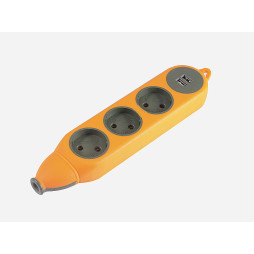 Block "Orange" 3 sockets 10A/250V, 2USB 2.1A, without ground. / LMK75005 Max. 2500W orange Lemanso