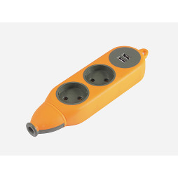 Block "Orange" 2 sockets 10A/250V, 2USB 2.1A, without ground. / LMK75004 Max. 2500W orange Lemanso
