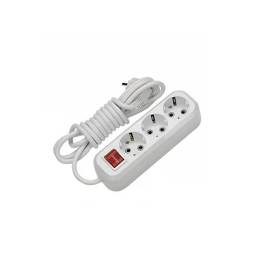 Extension 3 sockets 5m with grounding with button LMK045 Lemanso