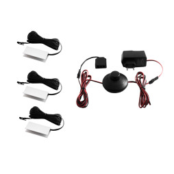 Set of aluminum LED clips for lighting glass shelves with foot switch 3pcs 220V blue light, black wire LEDUA