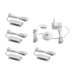 Set of aluminum LED clips for lighting glass shelves with foot switch 4pcs 220V blue light, white wire LEDUA