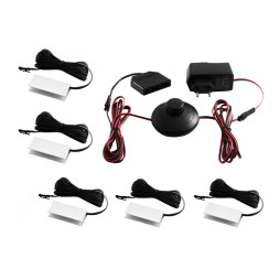 Set of aluminum LED clips for lighting glass shelves with foot switch 4pcs 220V white light, white wire LEDUA