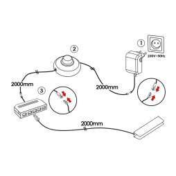 Set of aluminum LED clips for lighting glass shelves with foot switch 5pcs 220V blue light, black wire LEDUA